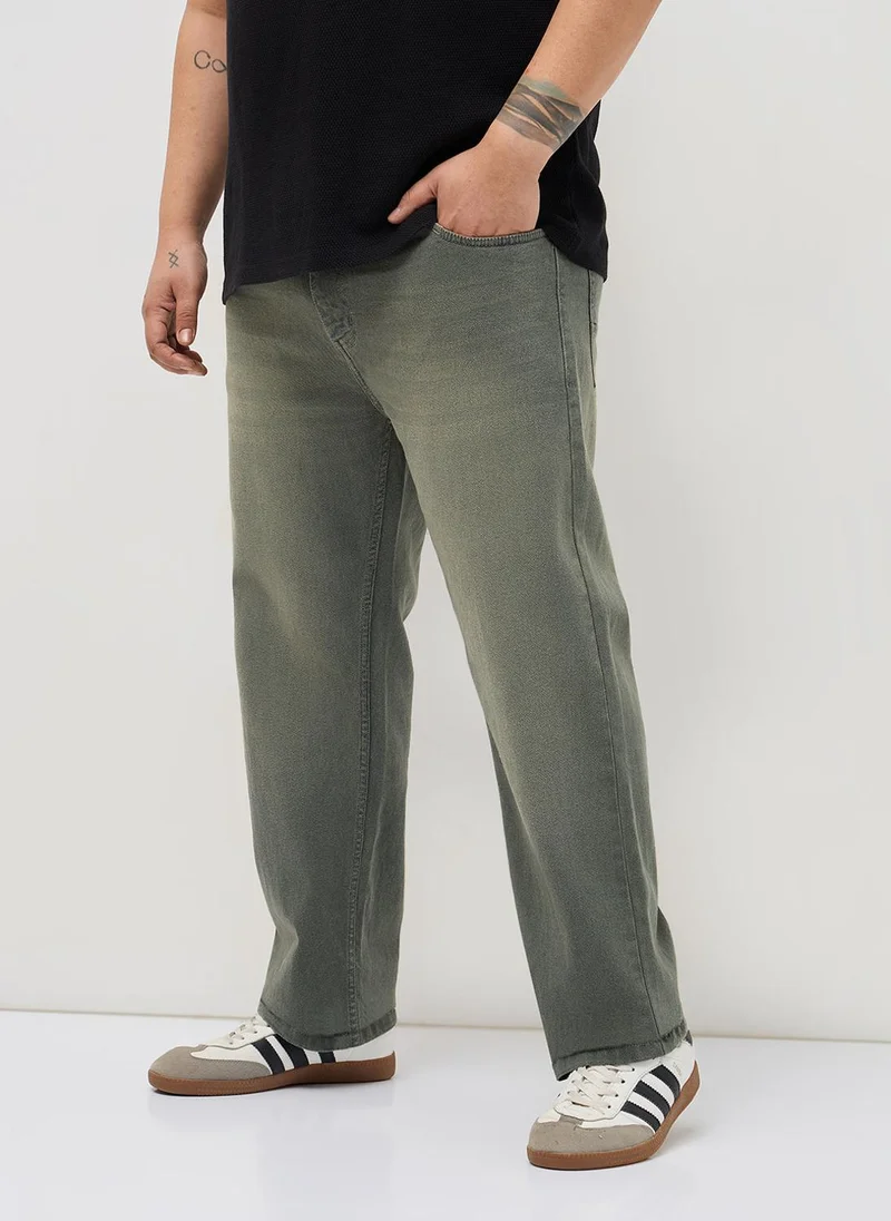Urbano Fashion Urbano Plus Men's Grey Regular Fit Heavy Washed Denim Jeans Stretchable